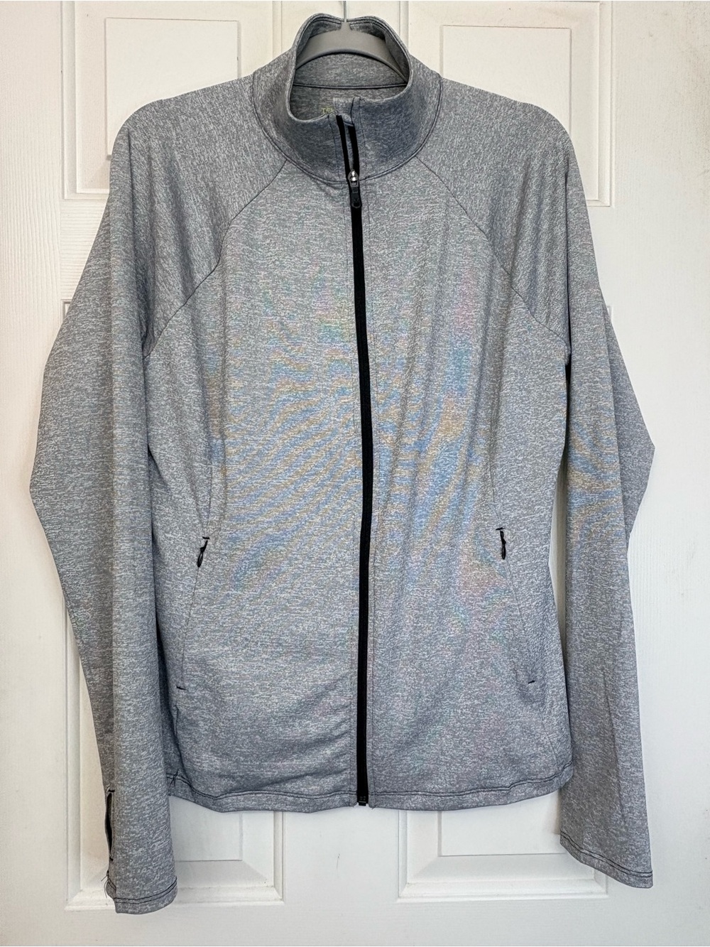 Light Gray Full-Zip Athletic Jacket Tek gear workout gear size Large